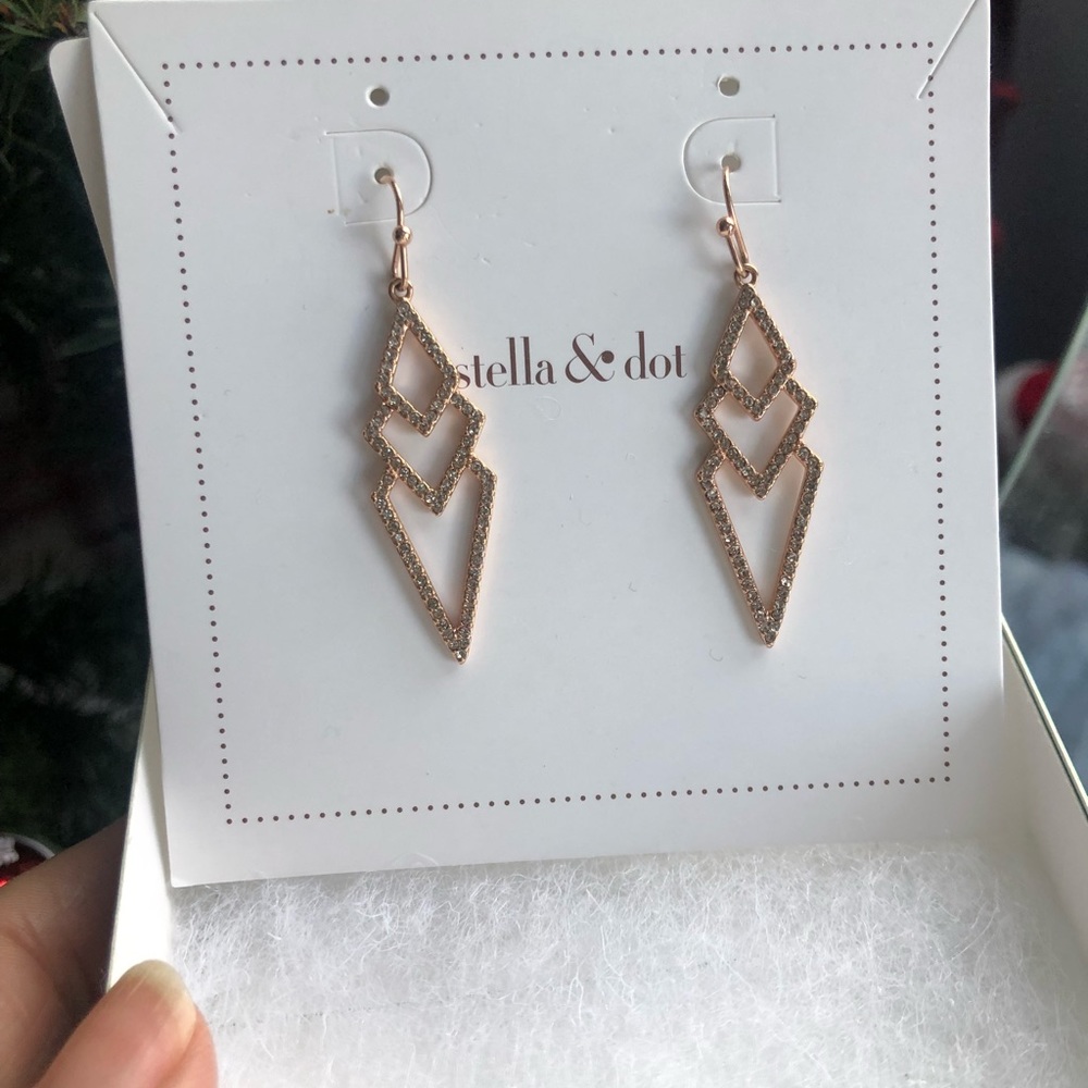 Rose gold earrings with pave stones